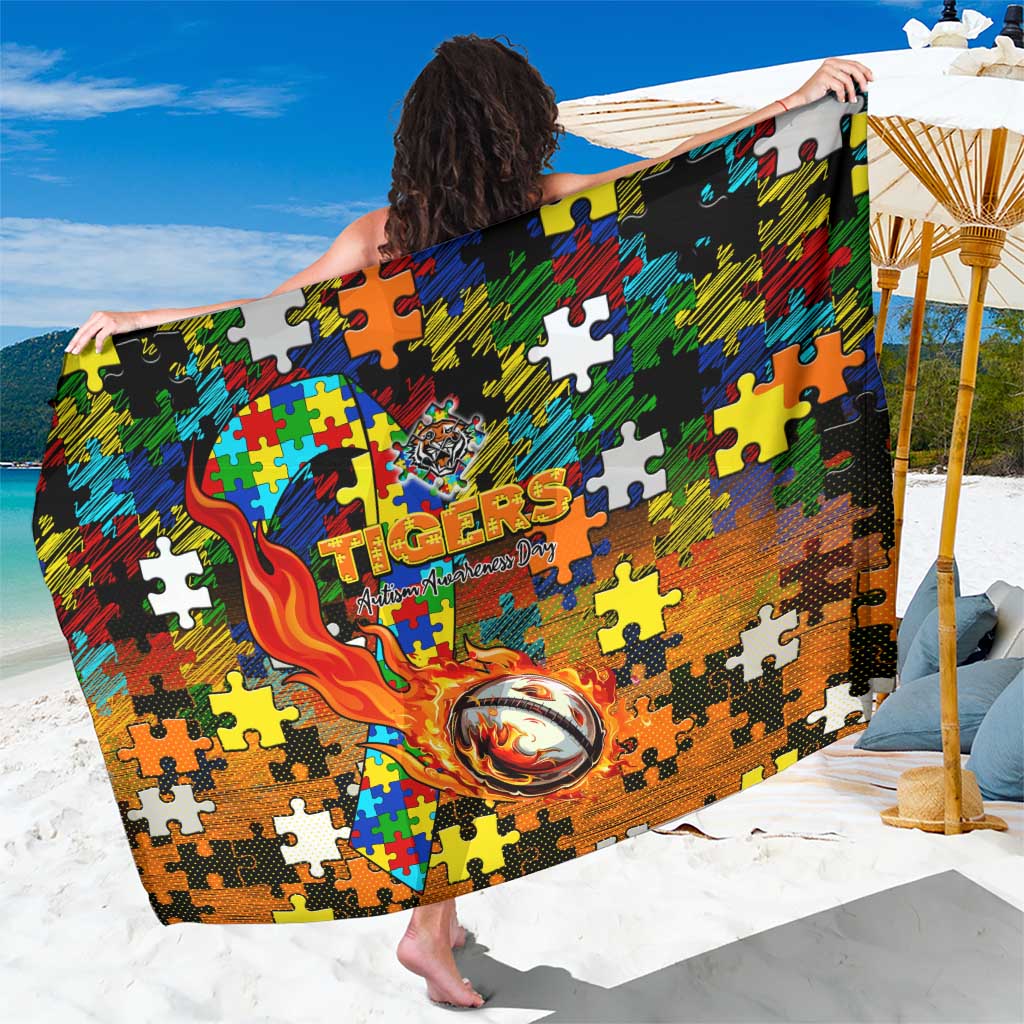 Tigers Autism Awareness Sarong Puzzle Flames Rugby Ball