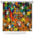 Tigers Autism Awareness Shower Curtain Puzzle Flames Rugby Ball