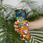 Tigers Autism Awareness Skinny Tumbler Puzzle Flames Rugby Ball