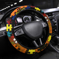 Tigers Autism Awareness Steering Wheel Cover Puzzle Flames Rugby Ball