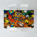 Tigers Autism Awareness Tablecloth Puzzle Flames Rugby Ball