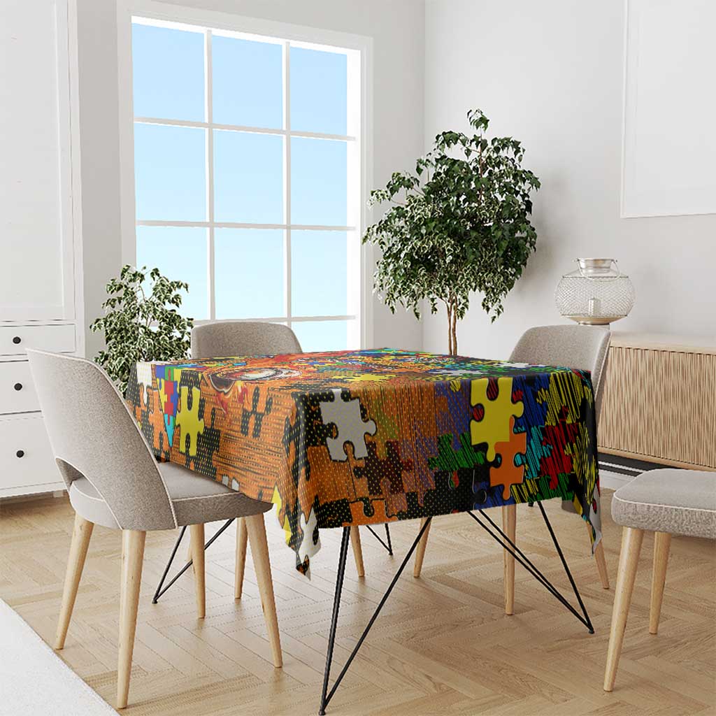 Tigers Autism Awareness Tablecloth Puzzle Flames Rugby Ball