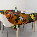 Tigers Autism Awareness Tablecloth Puzzle Flames Rugby Ball