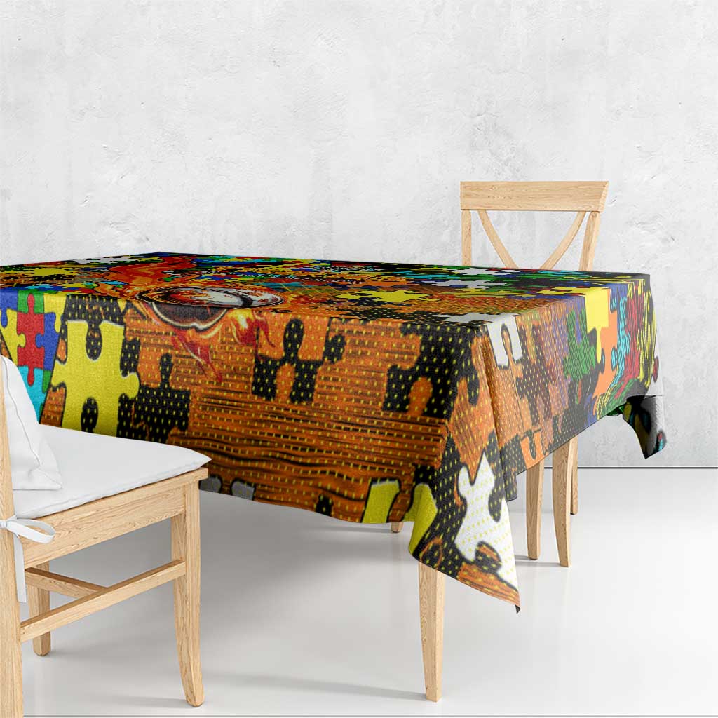 Tigers Autism Awareness Tablecloth Puzzle Flames Rugby Ball
