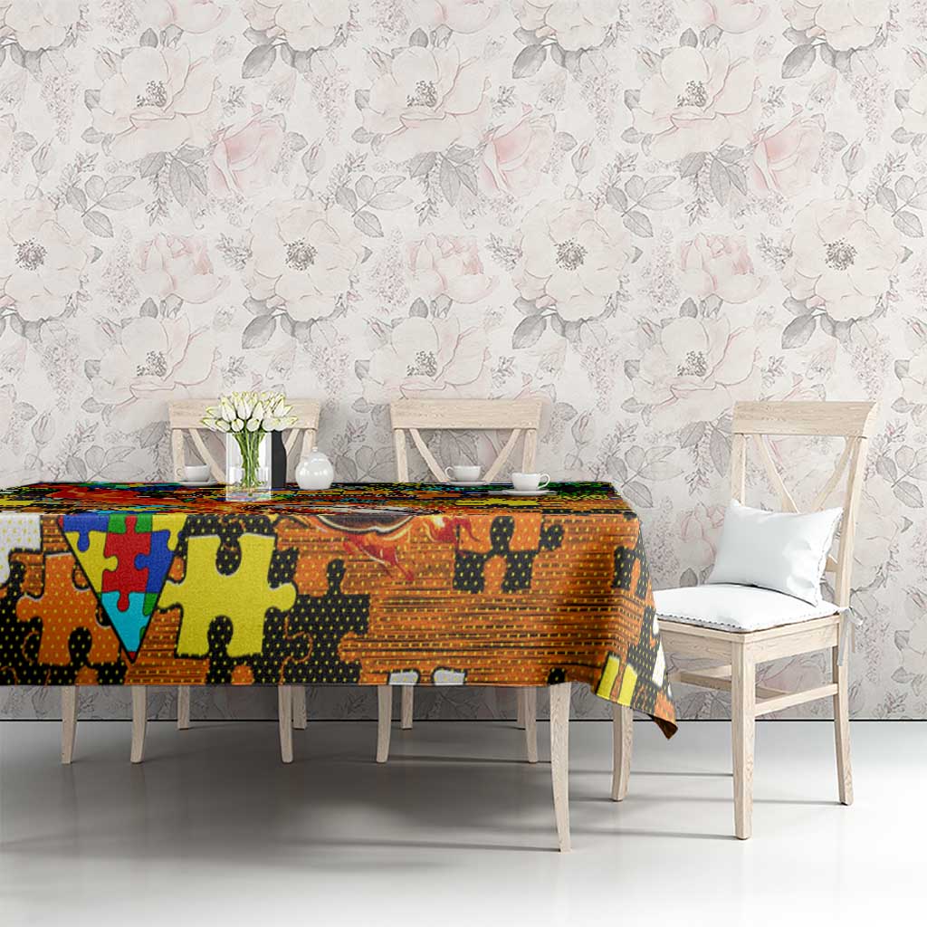 Tigers Autism Awareness Tablecloth Puzzle Flames Rugby Ball