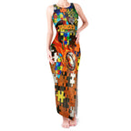 Tigers Autism Awareness Tank Maxi Dress Puzzle Flames Rugby Ball