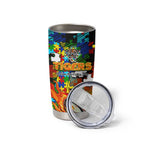 Tigers Autism Awareness Tumbler Cup Puzzle Flames Rugby Ball
