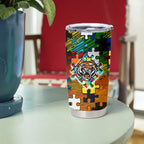 Tigers Autism Awareness Tumbler Cup Puzzle Flames Rugby Ball