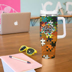 Tigers Autism Awareness Tumbler With Handle Puzzle Flames Rugby Ball