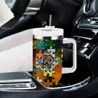 Tigers Autism Awareness Tumbler With Handle Puzzle Flames Rugby Ball