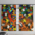 Tigers Autism Awareness Window Curtain Puzzle Flames Rugby Ball