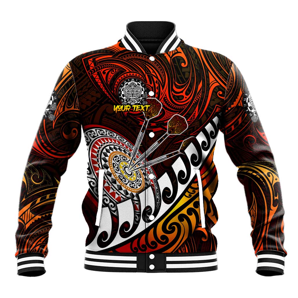 Personalised Fern Maori Darts Baseball Jacket New Zealand Darts