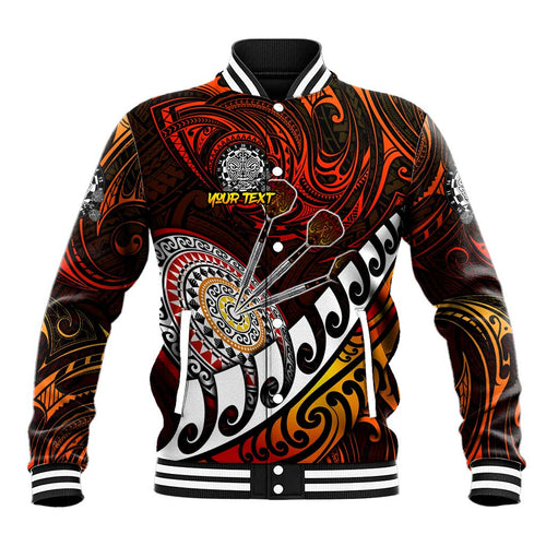 Personalised Fern Maori Darts Baseball Jacket New Zealand Darts