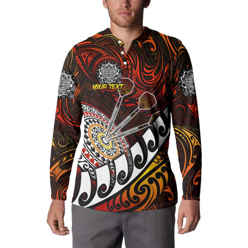 Personalised Fern Maori Darts Button Sweatshirt New Zealand Darts