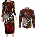 Personalised Fern Maori Darts Couples Matching Long Sleeve Bodycon Dress and Long Sleeve Button Shirt New Zealand Darts
