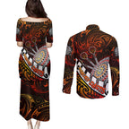 Personalised Fern Maori Darts Couples Matching Puletasi and Long Sleeve Button Shirt New Zealand Darts