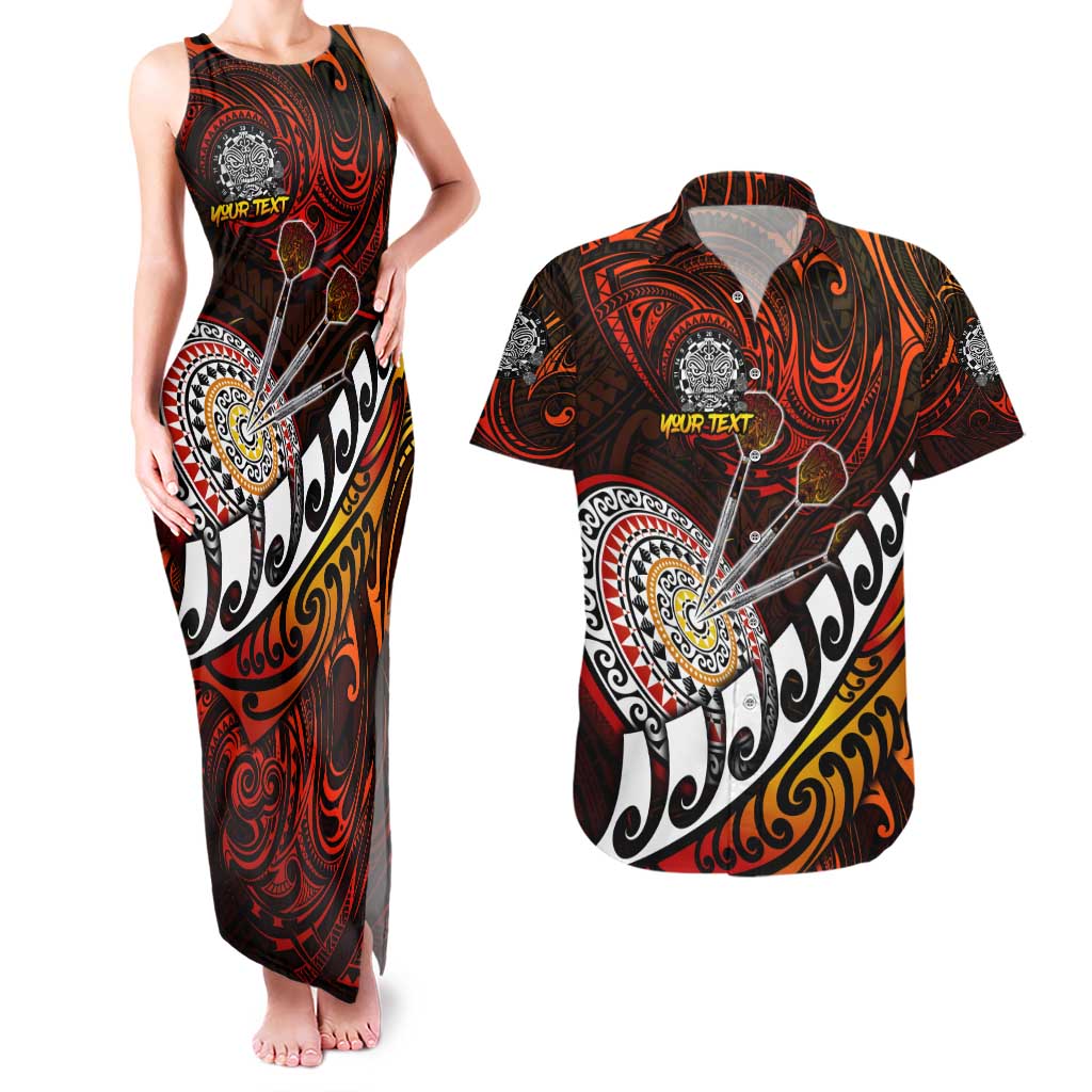 Personalised Fern Maori Darts Couples Matching Tank Maxi Dress and Hawaiian Shirt New Zealand Darts