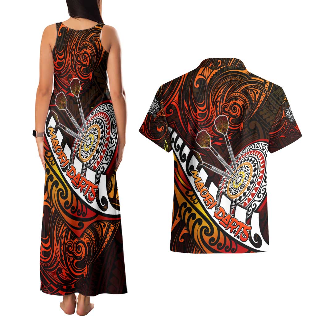 Personalised Fern Maori Darts Couples Matching Tank Maxi Dress and Hawaiian Shirt New Zealand Darts