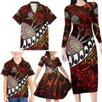 Personalised Fern Maori Darts Family Matching Long Sleeve Bodycon Dress and Hawaiian Shirt New Zealand Darts