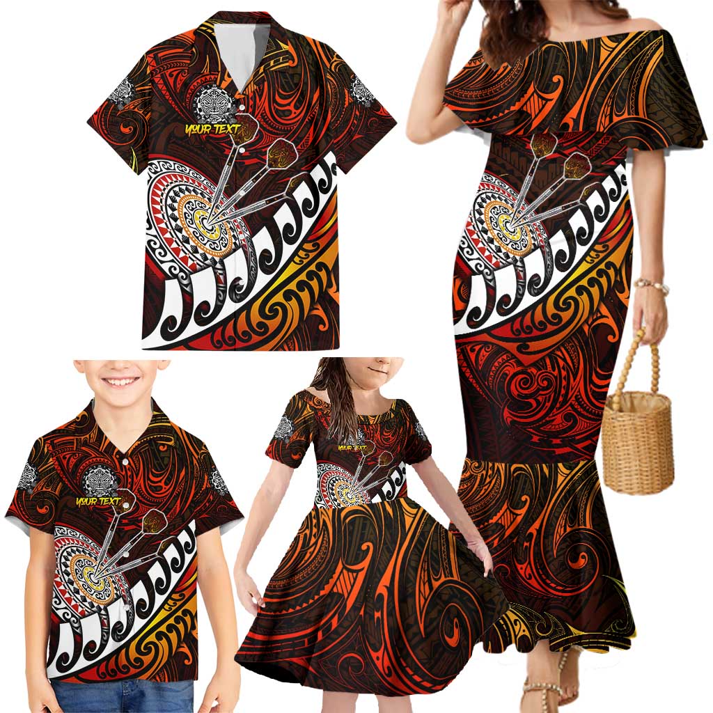 Personalised Fern Maori Darts Family Matching Mermaid Dress and Hawaiian Shirt New Zealand Darts