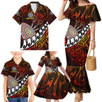 Personalised Fern Maori Darts Family Matching Mermaid Dress and Hawaiian Shirt New Zealand Darts