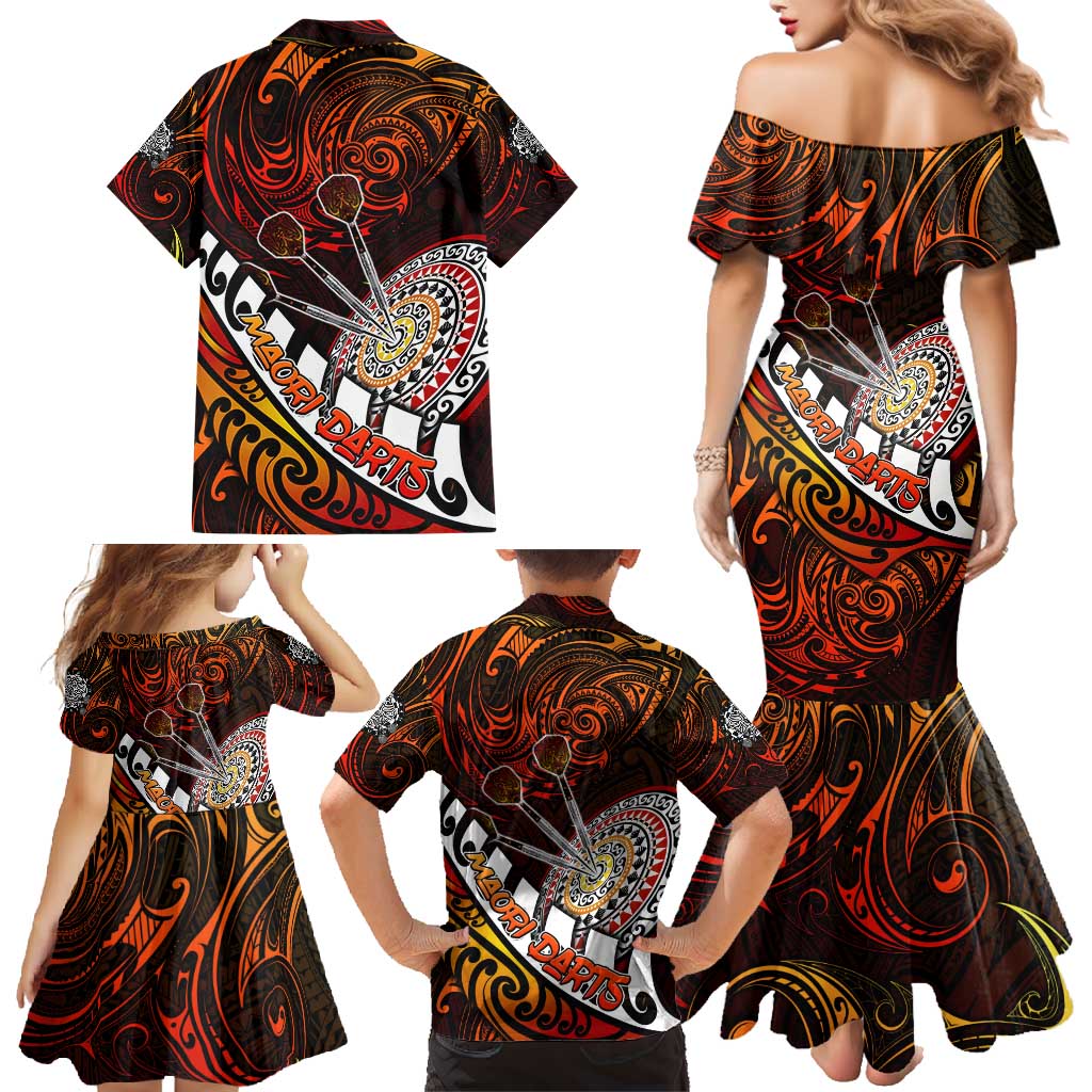 Personalised Fern Maori Darts Family Matching Mermaid Dress and Hawaiian Shirt New Zealand Darts