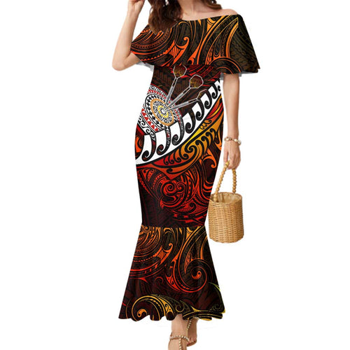 Personalised Fern Maori Darts Family Matching Mermaid Dress and Hawaiian Shirt New Zealand Darts