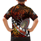 Personalised Fern Maori Darts Family Matching Off The Shoulder Long Sleeve Dress and Hawaiian Shirt New Zealand Darts