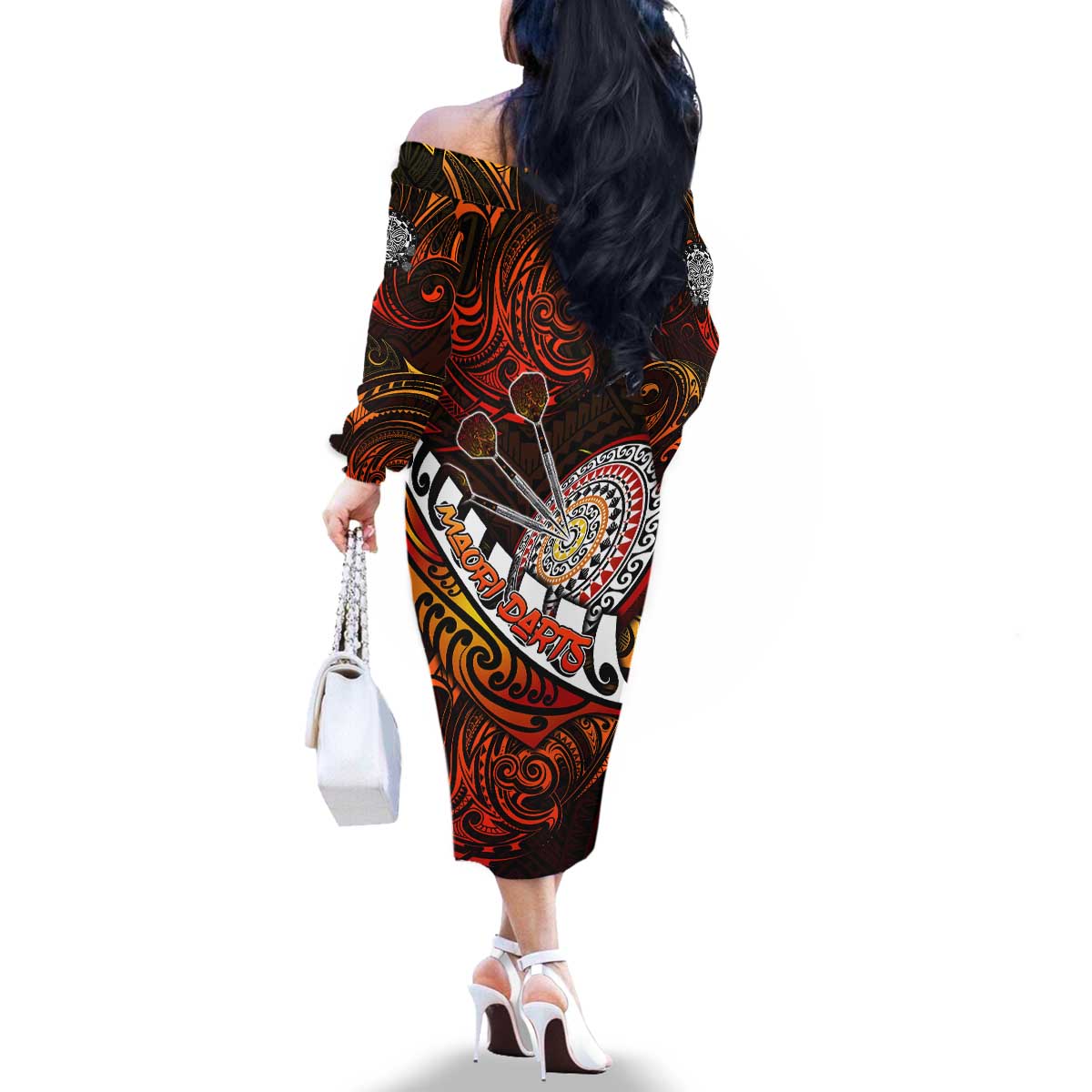 Personalised Fern Maori Darts Family Matching Off The Shoulder Long Sleeve Dress and Hawaiian Shirt New Zealand Darts