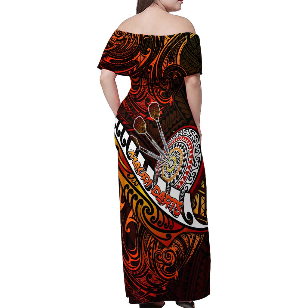 Personalised Fern Maori Darts Family Matching Off Shoulder Maxi Dress and Hawaiian Shirt New Zealand Darts
