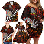 Personalised Fern Maori Darts Family Matching Off Shoulder Short Dress and Hawaiian Shirt New Zealand Darts