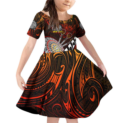 Personalised Fern Maori Darts Family Matching Off Shoulder Short Dress and Hawaiian Shirt New Zealand Darts