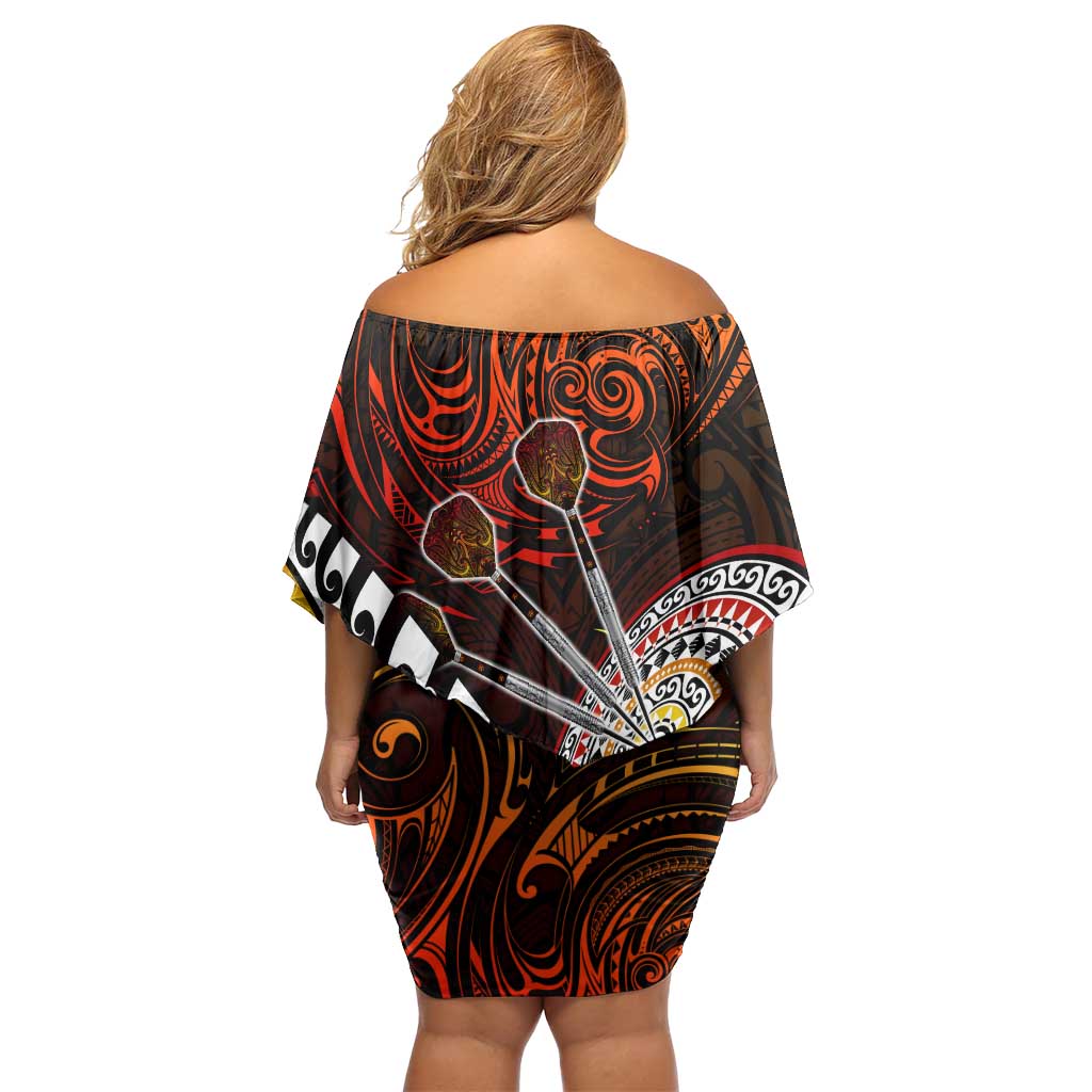 Personalised Fern Maori Darts Family Matching Off Shoulder Short Dress and Hawaiian Shirt New Zealand Darts