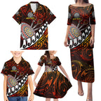 Personalised Fern Maori Darts Family Matching Puletasi and Hawaiian Shirt New Zealand Darts