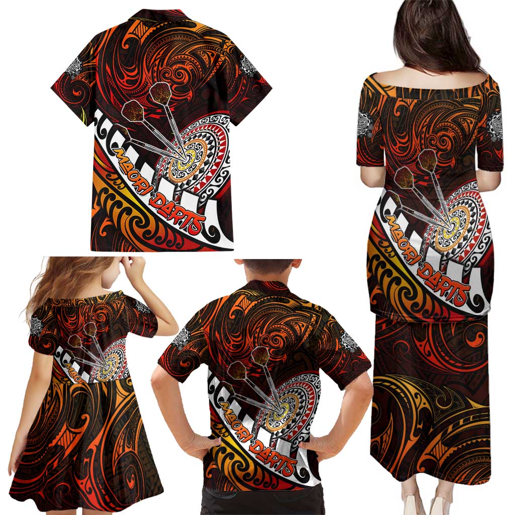 Personalised Fern Maori Darts Family Matching Puletasi and Hawaiian Shirt New Zealand Darts
