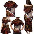 Personalised Fern Maori Darts Family Matching Puletasi and Hawaiian Shirt New Zealand Darts