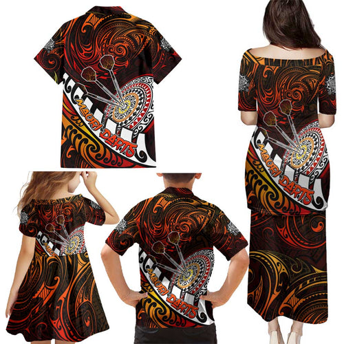 Personalised Fern Maori Darts Family Matching Puletasi and Hawaiian Shirt New Zealand Darts