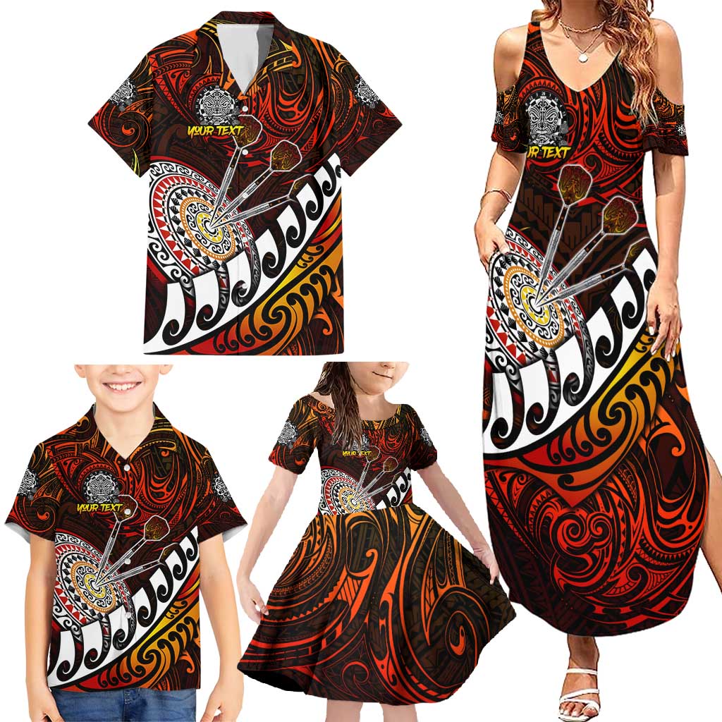 Personalised Fern Maori Darts Family Matching Summer Maxi Dress and Hawaiian Shirt New Zealand Darts