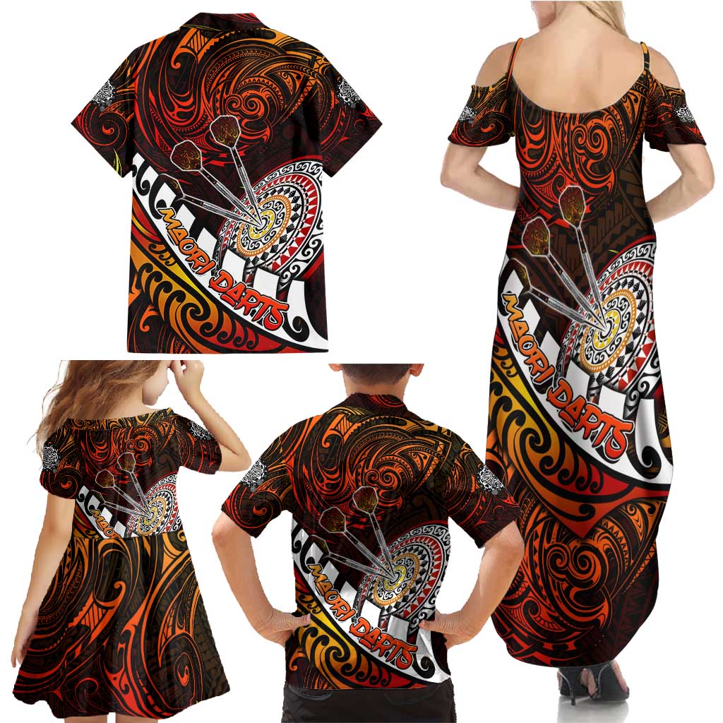 Personalised Fern Maori Darts Family Matching Summer Maxi Dress and Hawaiian Shirt New Zealand Darts
