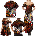 Personalised Fern Maori Darts Family Matching Summer Maxi Dress and Hawaiian Shirt New Zealand Darts