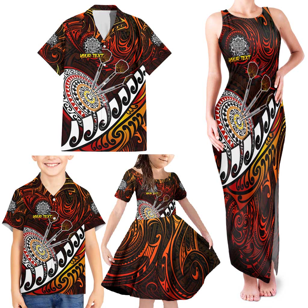 Personalised Fern Maori Darts Family Matching Tank Maxi Dress and Hawaiian Shirt New Zealand Darts