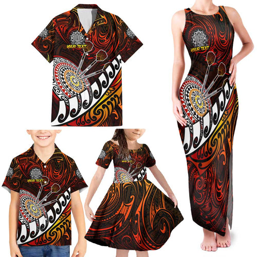 Personalised Fern Maori Darts Family Matching Tank Maxi Dress and Hawaiian Shirt New Zealand Darts
