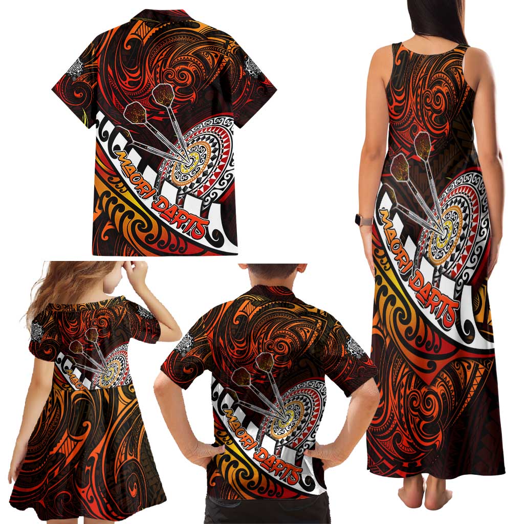 Personalised Fern Maori Darts Family Matching Tank Maxi Dress and Hawaiian Shirt New Zealand Darts