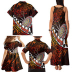 Personalised Fern Maori Darts Family Matching Tank Maxi Dress and Hawaiian Shirt New Zealand Darts