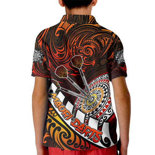 Personalised Fern Maori Darts Kid Polo Shirt New Zealand Darts