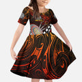 Personalised Fern Maori Darts Kid Short Sleeve Dress New Zealand Darts