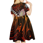 Personalised Fern Maori Darts Kid Short Sleeve Dress New Zealand Darts