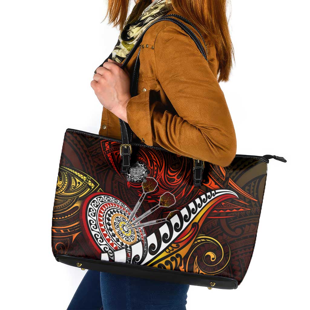 Fern Maori Darts Leather Tote Bag New Zealand Darts