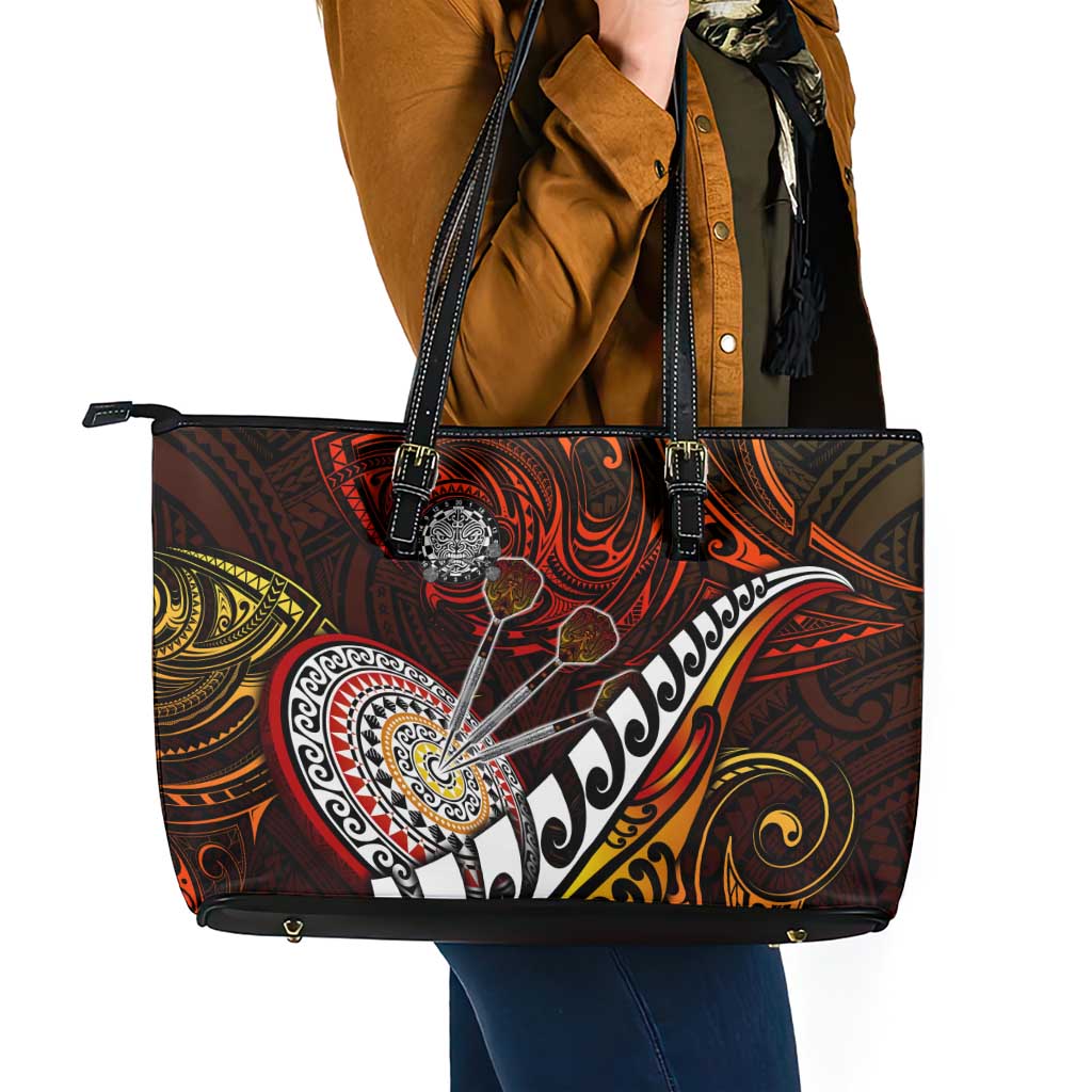 Fern Maori Darts Leather Tote Bag New Zealand Darts