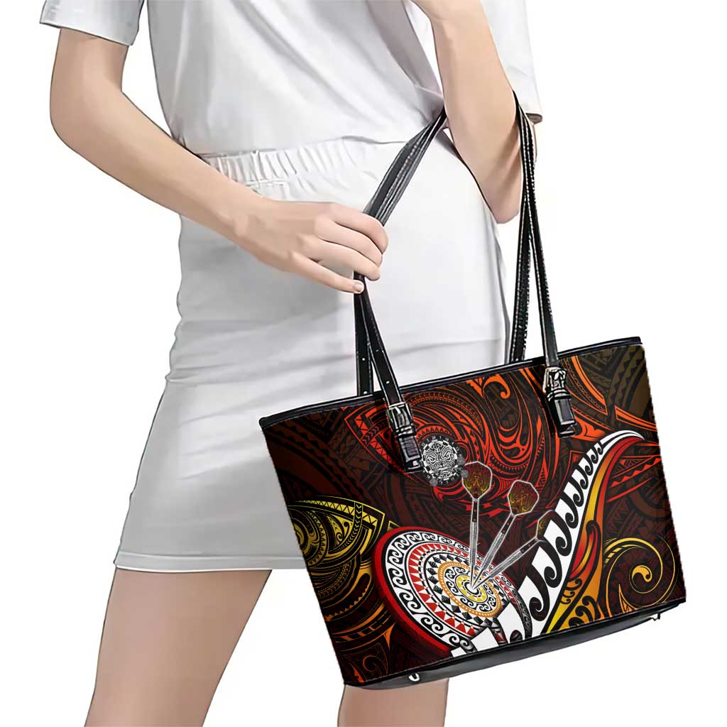 Fern Maori Darts Leather Tote Bag New Zealand Darts